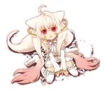  animal_ears boy detached_sleeves from_above highres kyubey kyuubee mahou_shoujo_madoka_magica male nekoyanagi_moyo open_mouth personification pink_eyes red_eyes thigh-highs thighhighs trap twintails white_hair 
