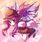  alternate_hair_length alternate_hairstyle claws fingernails floating_hair hat long_fingernails long_hair musical_note mystia_lorelei pink_hair solo tomo1030 touhou winged_shoes wings 