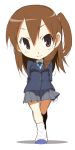  brown_eyes brown_hair chibi extra k-on! long_hair school_uniform shoes side_ponytail skirt taki_eri uwabaki yamano_sachi 