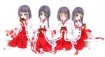  bad_id black_eyes black_hair braid chocolate chocolate_heart fatal_frame fatal_frame_3 happy haro-ru heart japanese_clothes kuze_amane kuze_hisame kuze_minamo kuze_shigure long_hair miko multiple_girls pins short_hair twin_braids 