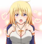  asakura_nagi blush breasts charlotte_dunois cleavage heart highres infinite_stratos jewelry minatsuki_nao necklace open_mouth purple_eyes raglan_sleeves solo track_jacket violet_eyes zipper 