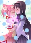  akemi_homura black_hair closed_eyes eyes_closed face-to-face face_to_face gloves hairband hand_holding holding_hands kaname_madoka long_hair mahou_shoujo_madoka_magica multiple_girls pink_hair profile short_hair smile tanno_shii tannoshi twintails white_gloves yuri 