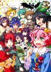  alpaca animal_ears bangs bare_shoulders black_hair blonde_hair blue_hair blunt_bangs blush bow braid breasts brown_eyes brown_hair cat cat_ears collar dress fang flat_chest frills green_eyes green_hair hair_ornament highres horns kaenbyou_rin komeiji_koishi komeiji_satori kurinton large_breasts long_hair long_sleeves necktie open_mouth orange_eyes pink_hair red_eyes red_hair reiuji_utsuho short_hair skirt smile socks touhou turtle twin_braids wink 