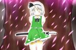  cherry_blossoms katana konpaku_youmu short_hair silver_hair smile solo sword toranashi touhou weapon 