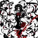  abstract bad_id black_hair f7(eiki) houjuu_nue polearm red_eyes short_hair solo spear speed_painting touhou trident weapon wings 