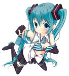  hatsune_miku kneeling lingerie natsuki_yuu striped thigh-highs thighhighs twintails underwear vocaloid 