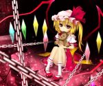  bandages blonde_hair blood chain chains convenient_leg flandre_scarlet hat mary_janes red_eyes shoes side_ponytail sitting solo stuffed_animal stuffed_toy teddy_bear the_embodiment_of_scarlet_devil touhou wings zzz36951 