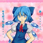  blue_eyes blue_hair bow cirno confession dress hair_bow short_hair tears touhou translation_request uon-sama wings 