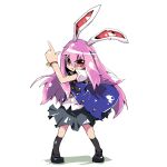  animal_ears bell bracelet bunny_ears jewelry kneehighs long_hair nartanz pink_hair pose red_eyes reisen_udongein_inaba simple_background solo touhou 