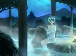  blue_eyes blue_hair blush ikeda_jun nude original towel 