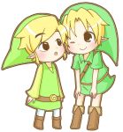  2boys black_eyes blonde_hair hat link lip_(coco) lowres multiple_boys nintendo ocarina_of_time pointy_ears smile the_legend_of_zelda toon_link wind_waker wink 