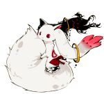  consentxx kyubey kyuubee lowres mahou_shoujo_madoka_magica no_humans red_eyes simple_background solo tail tail_hug 