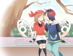  closed_eyes couple haruka_(pokemon) pokemon pokemon_(anime) satoshi_(pokemon) sitting 
