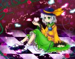  flower green_eyes hat heart komeiji_satori rose silver_hair solo touhou wavy_hair zzz36951 