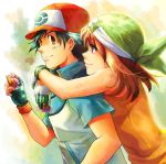  couple haruka_(pokemon) hug hugging pokemon pokemon_(anime) ribbon satoshi_(pokemon) 