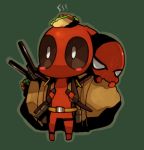  bad_id bag blush_stickers chibi deadpool kei_(ritoru2468) marvel randoseru spider-man sword taco weapon 