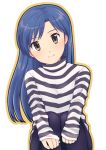  brown_eyes idolmaster inusaki kisaragi_chihaya long_hair striped striped_sweater sweater 