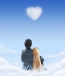 1girl cloud clouds couple dopollsogno from_behind gosick heart highres kujou_kazuya long_hair looking_up short_hair signature sky victorica_de_blois victorique_de_broix 