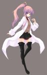  blush boots coat labcoat long_hair original pleated_skirt ponytail purple_eyes purple_hair rage_(rojiura) school_uniform skirt sleeves_rolled_up solo thigh-highs thigh_boots thighhighs very_long_hair violet_eyes zettai_ryouiki 