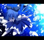  aro blonde_hair blue_eyes blue_hair cirno ice short_hair solo touhou wings 