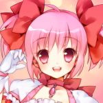  :d ahoge choker ech face gloves hair_ribbon kaname_madoka looking_at_viewer mahou_shoujo_madoka_magica open_mouth pink_eyes pink_hair puffy_sleeves ribbon short_hair short_twintails smile solo twintails white_gloves 