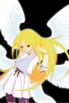  afuro_terumi bike_shorts black_background blonde_hair inazuma_eleven inazuma_eleven_(series) long_hair male multiple_wings nantonakutouroku red_eyes sash seraph seraphim solo tunic wings zeus_(inazuma_eleven) 