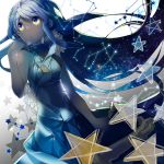  blue blue_eyes blue_hair constellation harp instrument long_hair nakbe original pentagram solo star very_long_hair 