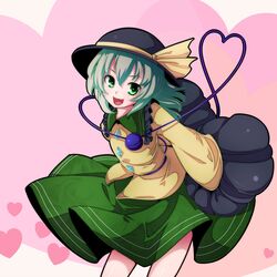  green_eyes green_hair hat heart heart_of_string highres komeiji_koishi komeiji_satori nikka nikka_(cryptomeria) solo touhou 