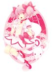  gloves hobak kaname_madoka kyubey kyuubee mahou_shoujo_madoka_magica open_mouth pink_eyes pink_hair short_hair solo twintails white_gloves 