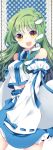  detached_sleeves frog green_hair hair_ornament jeminl kochiya_sanae long_hair open_mouth roh_nam_kyung snake solo touhou yellow_eyes 