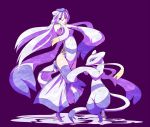  1girl china_dress chinese_clothes fighting_stance hat kojondo kuromiya long_hair long_sleeves mienshao moemon no_panties personification pokemon pokemon_(creature) pokemon_(game) pokemon_black_and_white pokemon_bw red_eyes shoes silver_hair solo tail thigh-highs thighhighs 