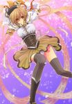  beret blonde_hair boots breasts drill_hair fingerless_gloves gloves hair_ornament hat long_hair magical_girl mahou_shoujo_madoka_magica pleated_skirt puffy_sleeves skirt solo thigh-highs thighhighs tomoe_mami tsukasa_(mooncry) twintails yellow_eyes 