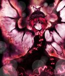 acryl animal_ears dress feathers hat highres large_wings lens_flare mystia_lorelei red_eyes red_hair redhead short_hair solo touhou wings 