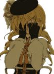  bad_id beret blonde_hair bust covering covering_face drill_hair fingerless_gloves gloves hat mahou_shoujo_madoka_magica puffy_sleeves solo tears tochiko_(spi) tomoe_mami 
