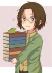  book brown_hair child frog glasses hange_zoe shingeki_no_kyojin short_hair smile uri_(pixiv8042930) younger 