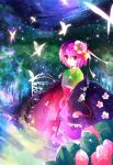  butterfly hieda_no_akyuu japanese_clothes kazu_(muchuukai) kimono pink_hair purple_eyes short_hair solo touhou violet_eyes 
