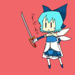  blue_hair bow cirno cosplay hair_bow mahou_shoujo_madoka_magica miki_sayaka_(cosplay) sword touhou weapon wings 