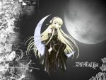  black_eye black_eyes blonde_hair chii chobits clamp dark dress ears elda freya freya_(chobits) gothic gothic_lolita hairband lolita_fashion long_hair moon night persocons robot_ears sad sitting very_long_hair yellow_eyes 