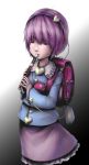  1girl absurdres backpack bag flute heart highres instrument komeiji_satori lif purple_hair randoseru recorder red_eyes solo third_eye touhou 