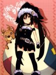  armband belt black_hair brown_eyes christmas cross gloves hat long_hair note-chan original reindeer smile solo thigh-highs thighhighs twintails very_long_hair 