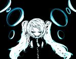  bad_id bare_shoulders closed_eyes detached_sleeves eyes_closed f7(eiki) hatsune_miku long_hair monochrome solo twintails vocaloid 