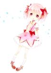  bow choker dress gloves hair_bow highres kaname_madoka magical_girl mahou_shoujo_madoka_magica open_mouth pink_eyes pink_hair puffy_sleeves shoes short_hair short_twintails twintails 