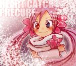  blush elbow_gloves flower gloves heart heartcatch_precure! heterochromia infinite_precure long_hair mugen_silhouette namikoshi precure red_eyes smile title_drop twintails very_long_hair 