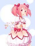  choker gloves jewelry kaname_madoka kyubey kyuubee mahou_shoujo_madoka_magica muku-coffee pendant pink_eyes pink_hair puffy_sleeves red_eyes short_hair short_twintails skirt twintails 