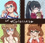  blush bow character_request double_bun galibo glasses hair_bow multiple_girls original original_precure precure 