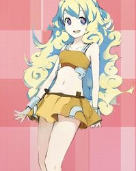  1girl arancia arancia_(cosplay) bad_id cosplay francisco_valle long_hair midriff miniskirt multicolored_hair navel nia_teppelin original skirt solo tengen_toppa_gurren-lagann tengen_toppa_gurren_lagann vl 