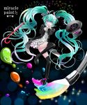  aqua_hair cane fishnets frills gloves hat hatsune_miku high_heels highres komotori_tawa long_hair miracle_paint_(vocaloid) musical_note open_mouth paint paintbrush project_diva shoes thigh-highs thighhighs top_hat twintails very_long_hair vocaloid 