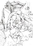  flandre_scarlet graphite_(medium) hat highres monochrome mtmy short_hair solo tears the_embodiment_of_scarlet_devil touhou traditional_media wings 