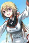  charlotte_dunois cloud clouds infinite_stratos long_hair ogadenmon open_mouth purple_eyes sky smile solo violet_eyes 