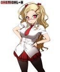  chemical-x copyright_request glasses necktie pantyhose pleated_skirt red_eyes skirt solo 